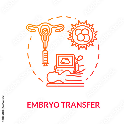 Embryo transfer red concept icon. Hormon therapy. Pregnancy aid. Infertility treatment. Reproductive technology idea thin line illustration. Vector isolated outline RGB color drawing