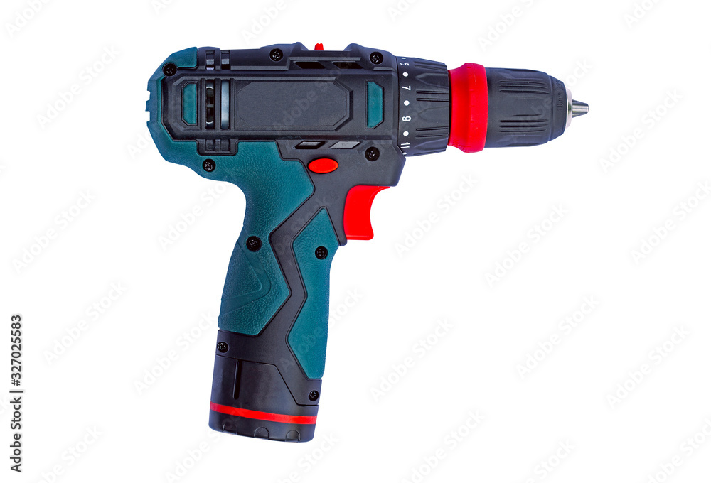 Modern cordless screwdriver isolated on white background