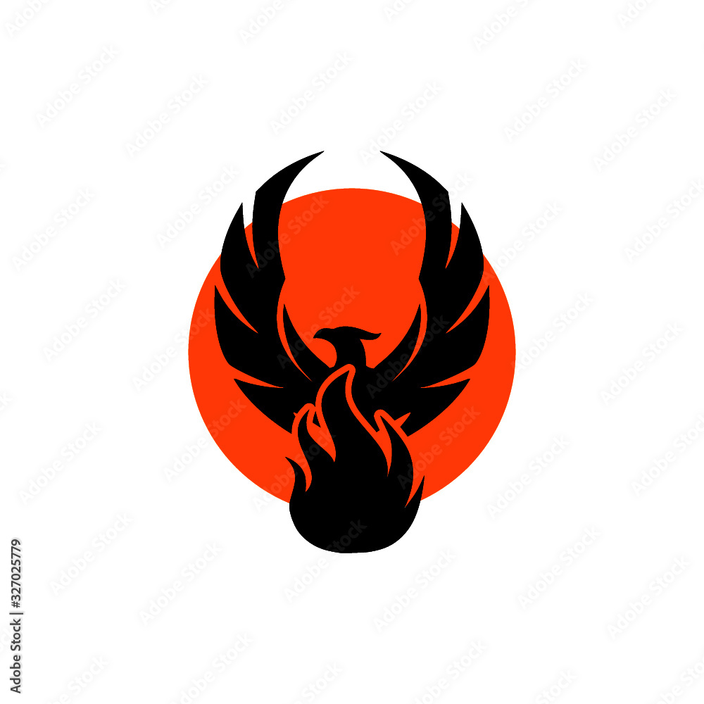 Phoenix bird fire logo icon, simple symbol isolated on white background ...