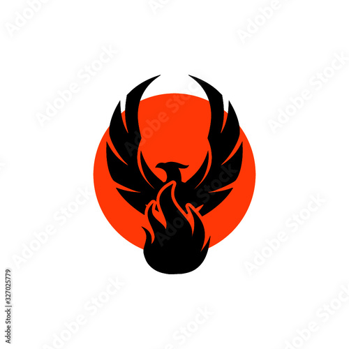 Phoenix bird fire logo icon, simple symbol isolated on white background