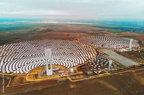 Aerial view Gemasolar Concentrated solar power plant in Sevilla photo