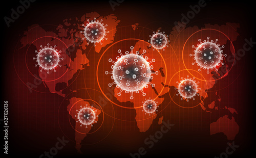 Coronavirus disease COVID-19 infection medical. New official name for Coronavirus disease named COVID-19, pandemic risk on world map background, vector illustration