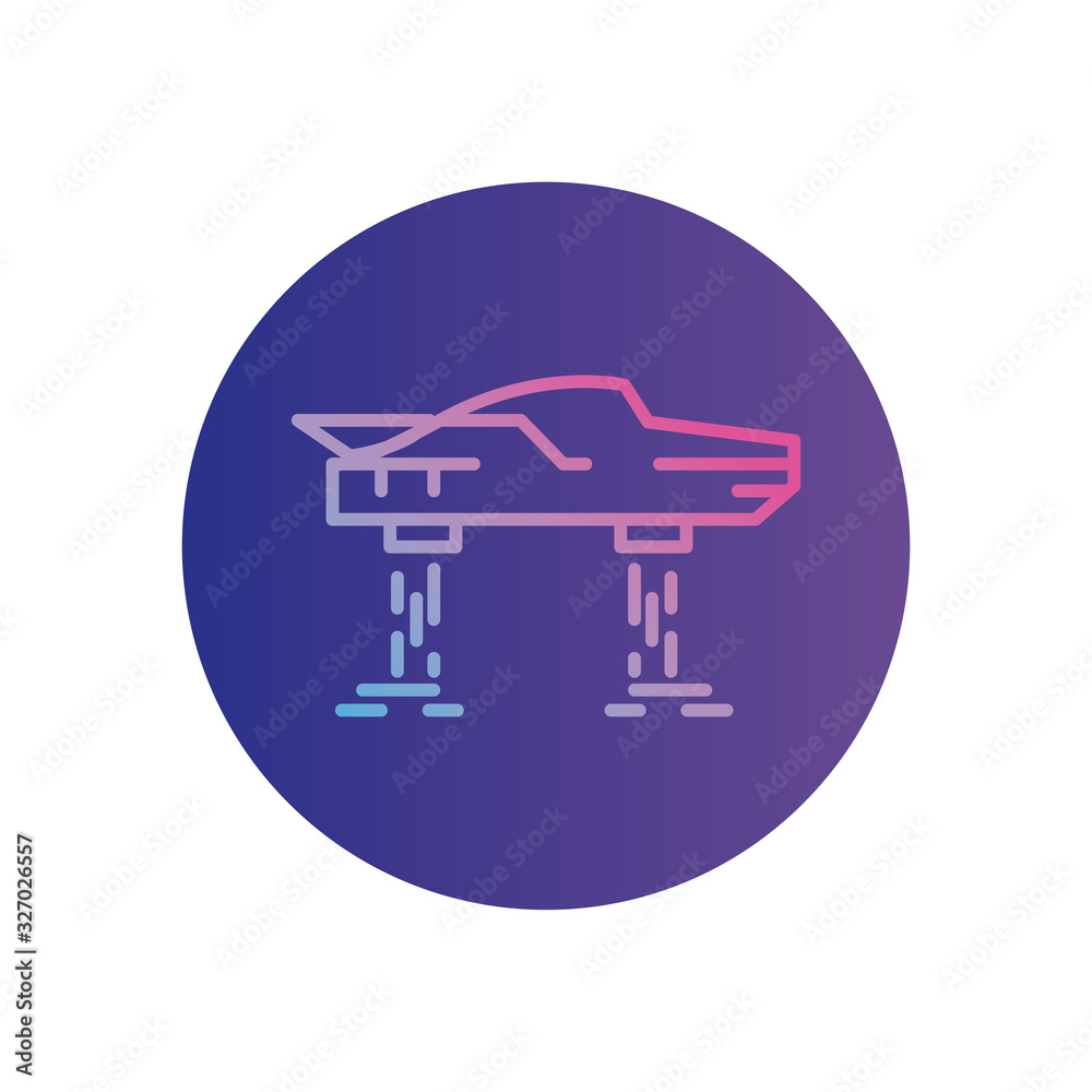 Isolated flying car gradient style icon vector design Isolated flying car gradient style icon vector design