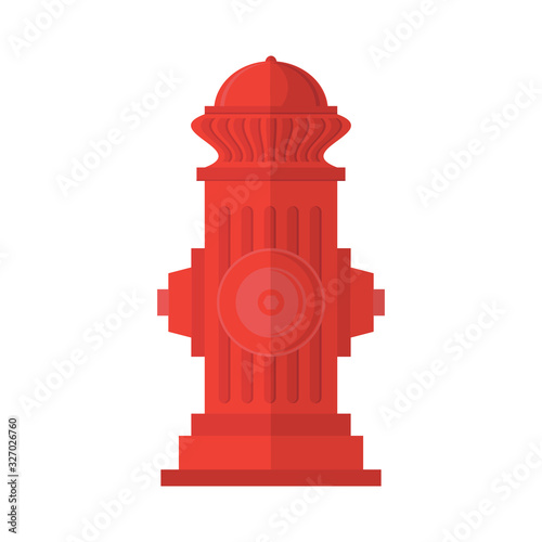 Red Fire Hydrant Icon Isolated on White Background. Flat Style Logo for Fire Fighting.
