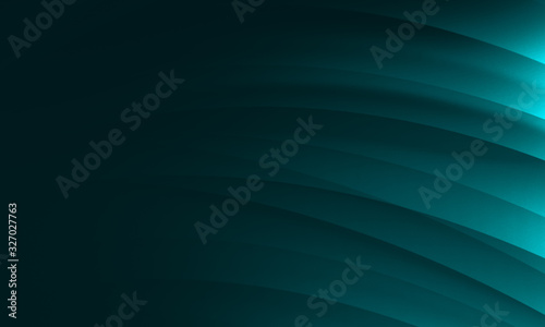 Abstract wave Teal green black dark gradient geometric background.Curved lines graphic design.