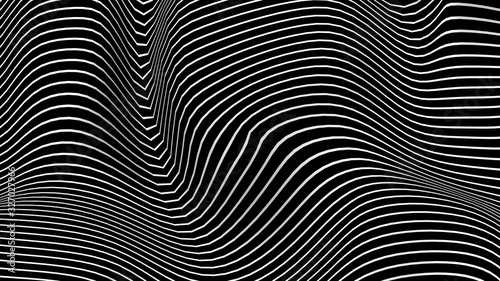 Black and white curve wave line abstract background.