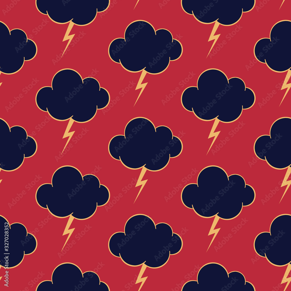 Vector stormy sky background, seamless pattern with clouds and lightnings Vector stormy sky background, seamless pattern with clouds and lightnings