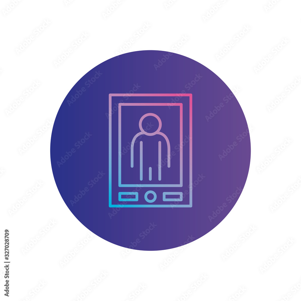 Isolated avatar inside smartphone gradient style icon vector design Isolated avatar inside smartphone gradient style icon vector design
