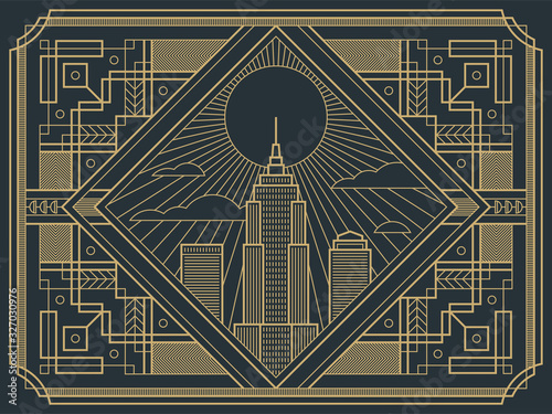 Vector illustration in retro style of Art Deco