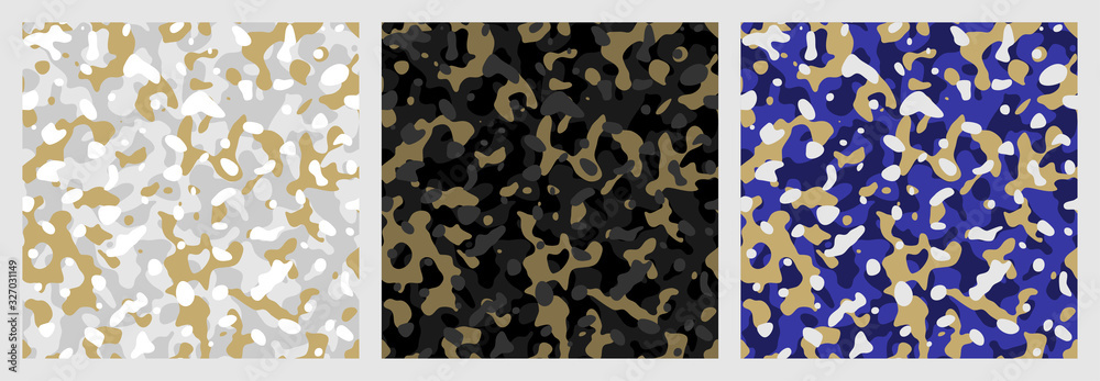 Fototapeta Abstract seamless pattern. Set of camouflage backgrounds. Organic ornament.