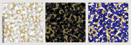 Fototapeta Abstract seamless pattern. Set of camouflage backgrounds. Organic ornament.
