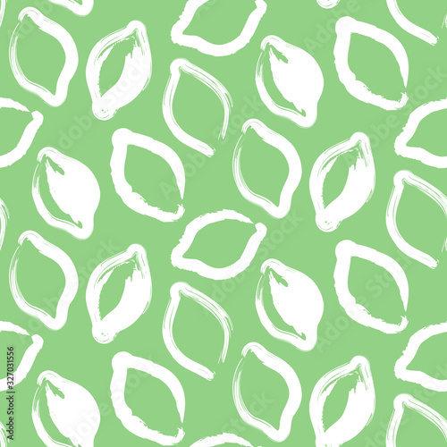 Fresh limes background. Hand drawn backdrop. Colorful wallpaper vector. Seamless pattern with citrus fruits collection. Decorative illustration, good for printing