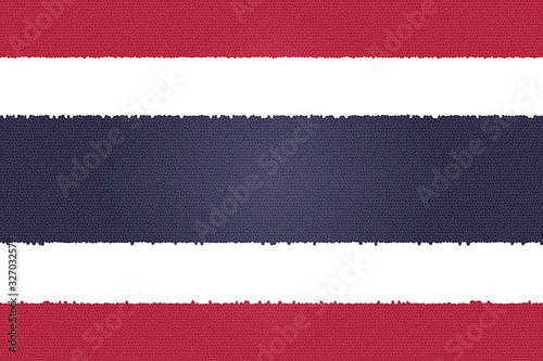 The Thailand flag has five parts, 3 colors, red, white and blue.