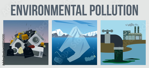 Vector illustration of environmental pollution by human waste