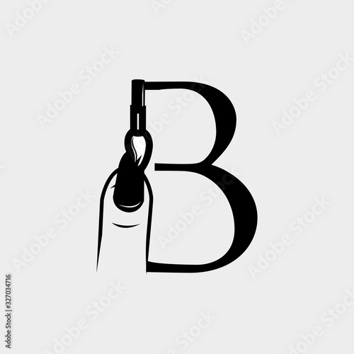 logo nail with letter b vector design