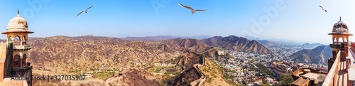 View on Jaipur and the Aravalli Range, India, panorama photo
