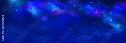 Nebula and stars in night sky banner - Space background.
