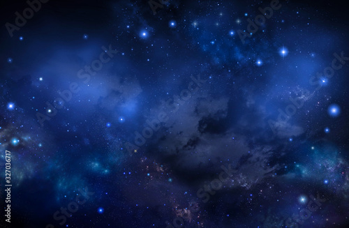 Nebula and stars in night sky - Space background.