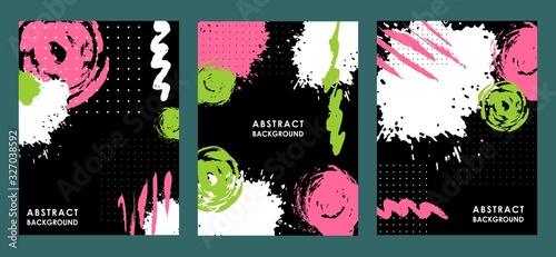 Fototapeta SET OF BLACK BACKGROUNDS WITH SPOTS AND STREAKS