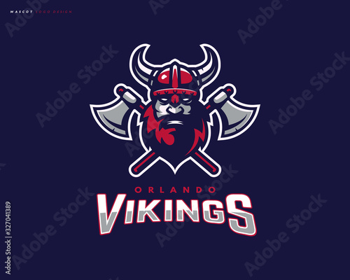 Viking logo design. Sport team mascot logotype illustration. Eps10 vector.