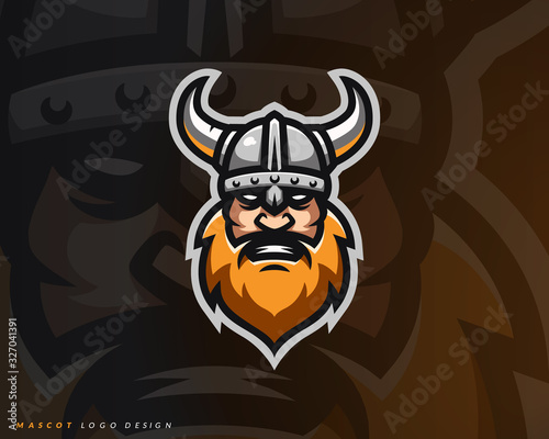 Viking logo design. Sport team mascot logotype illustration. Eps10 vector.