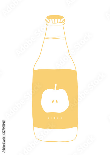 Apple cider bottle shape. Hand drawn vector naive illustration