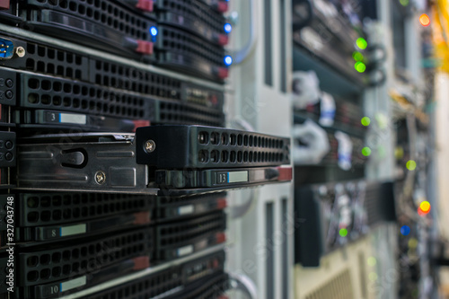 Obraz na płótnie Powerful computer equipment of the Internet provider is in the data center