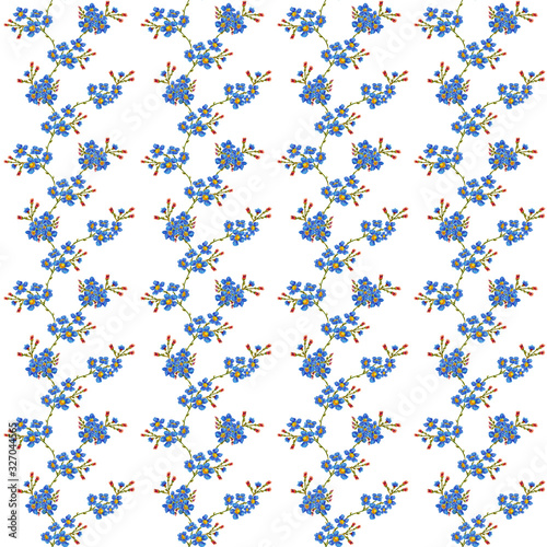 Seamless hand drawn forget me not flowers pattern  wall paper  high quality for print  scrapbooking  retro style  floral ornament  home textile  vintage flowers paper