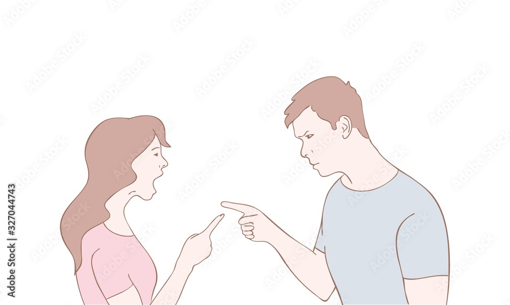 Vector illustration couple yelling at each other,man and woman quarrel,cartoon design Vector illustration couple yelling at each other,man and woman quarrel,cartoon design