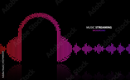 Music streaming background, vector illustration