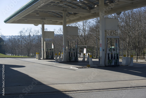 Gas station next to road