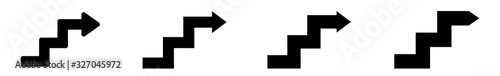 Upstairs Arrow Icon Black | Staircase Illustration | Stairway Symbol | Stairwell Logo | Steps Stairs Up Sign | Isolated | Variations
