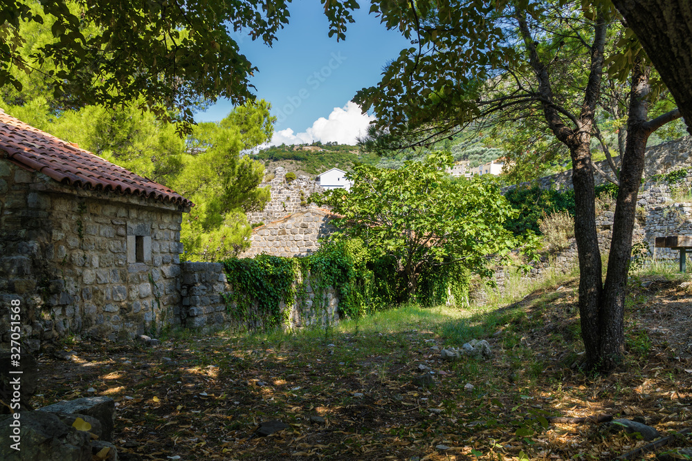 Sunny view of ruins of citadel in Stari Bar town near Bar city, Montenegro. Sunny view of ruins of citadel in Stari Bar town near Bar city, Montenegro.