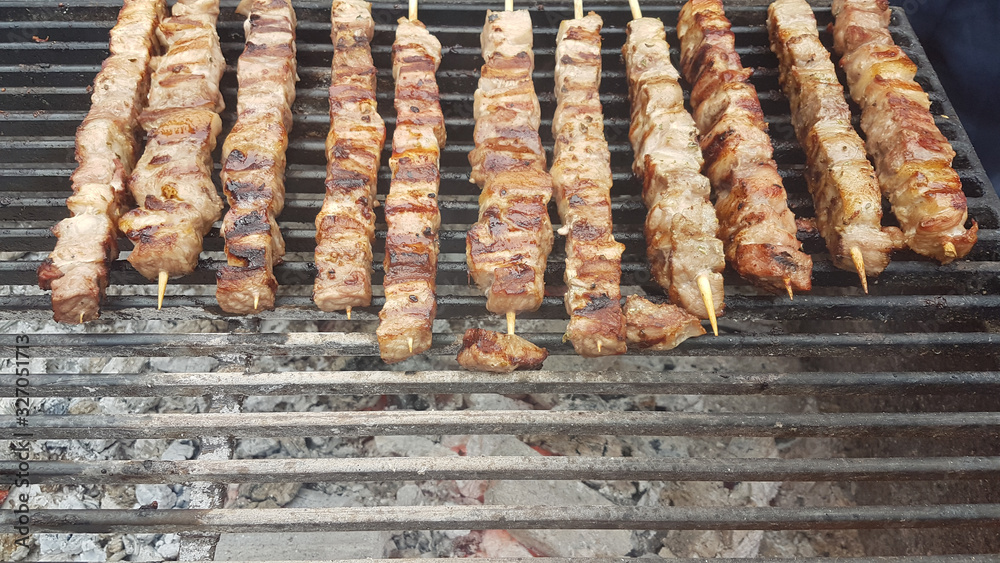 souvlaki or souvlakia greek traditional meat food preperation