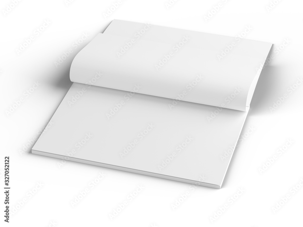 Open magazine with a glued binding. Vertical A4 format. 3d illustration. Open magazine with a glued binding. Vertical A4 format. 3d illustration.