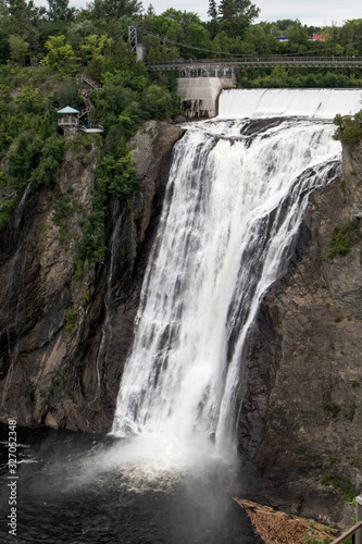 Montmorency Falls waterfall. Quebec fall of montmorency