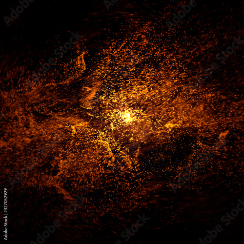 Colorful smoke of blue and green isolatec on a black background. Print of texture from space landscape.