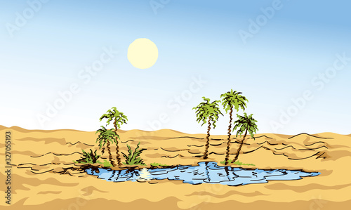 Photographie Mirage in the desert. Vector drawing
