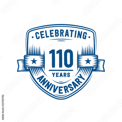 110 years anniversary celebration shield design template. 110th anniversary logo. Vector and illustration.