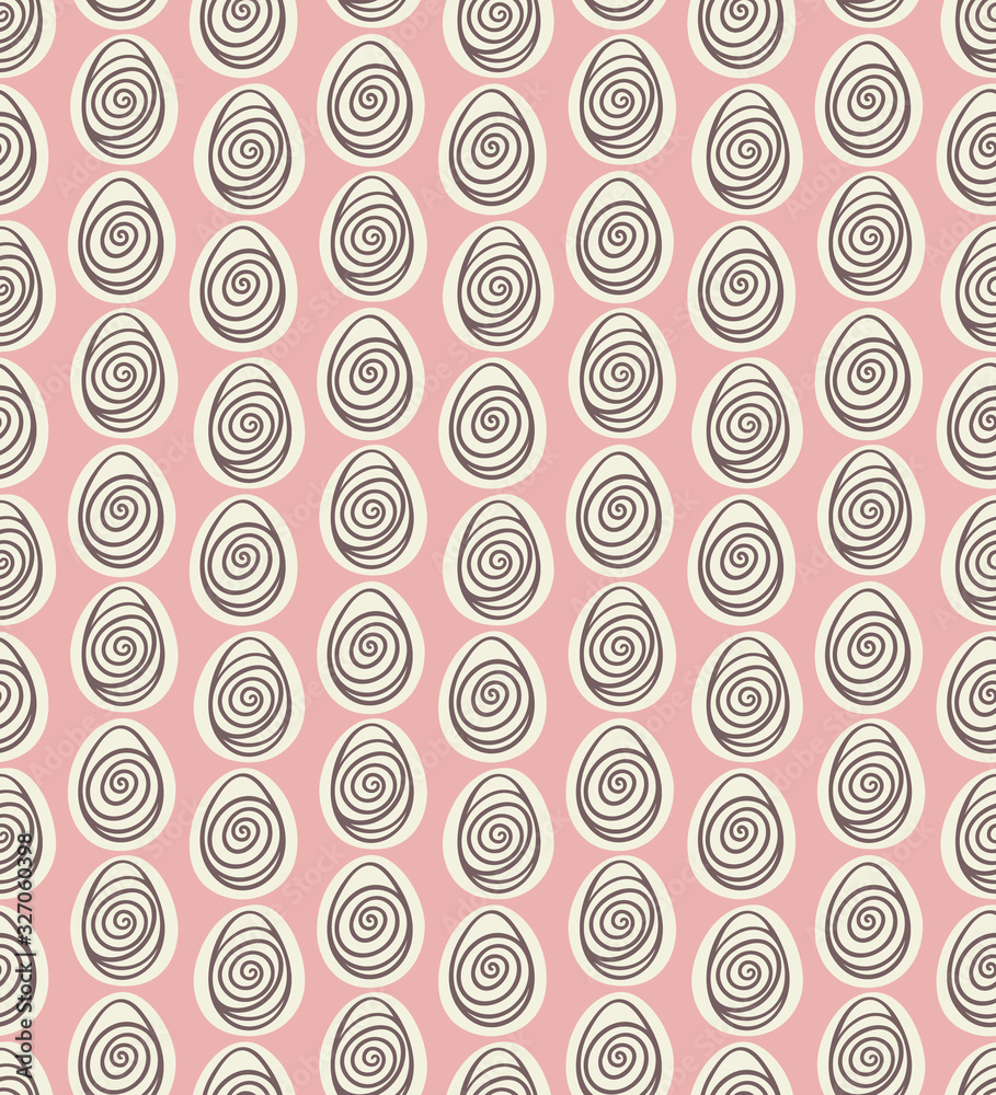 Seamless repeat vector pattern with hand-drawn eggs, in pastel colors