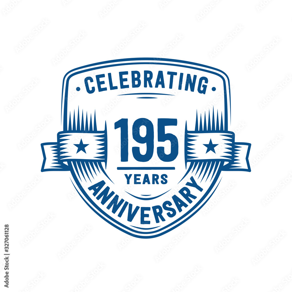 195 years anniversary celebration shield design template. 195th anniversary logo. Vector and illustration.