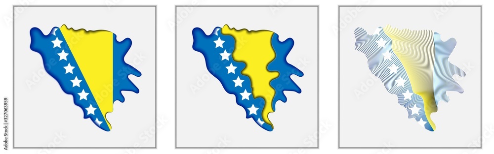 Bosnia and Herzegovina coloring the map and concept flag. Vector Bosnia and Herzegovina coloring the map and concept flag. Vector