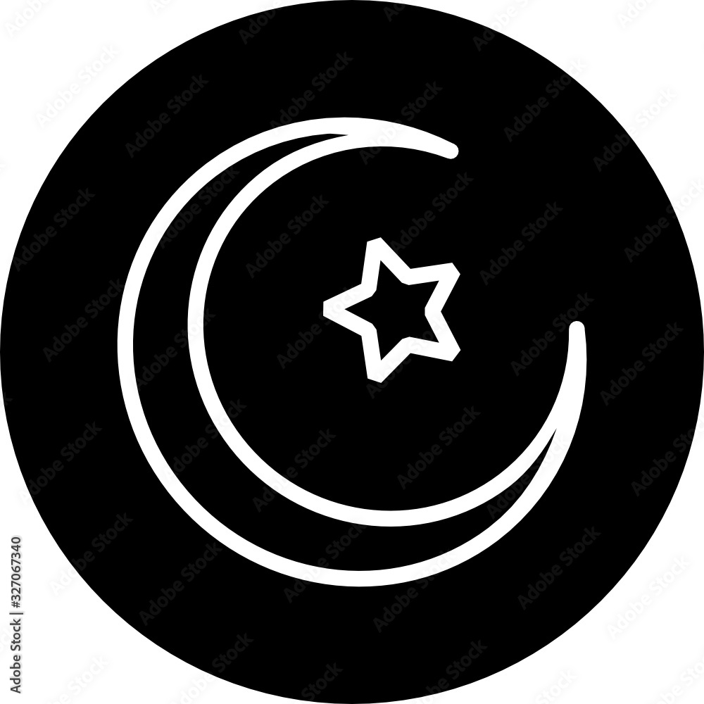 Islamic crescent moon and star dome in black circle icon. Isolated vector illustration Ramadan icon. Arabian icon. Arabian vector icon for Islamic star mosque, happy Ramadan and Islam symbol. Islamic crescent moon and star dome in black circle icon. Isolated vector illustration Ramadan icon. Arabian icon. Arabian vector icon for Islamic star mosque, happy Ramadan and Islam symbol.