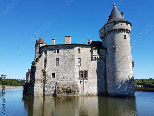 View of a medieval castle Chateau de la Brede in Gironde, France photo