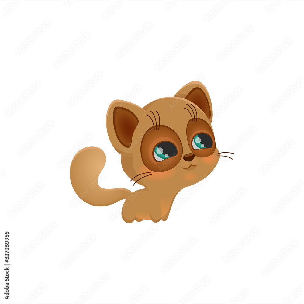 vector icon of a cute kitten, cartoon cat with green eyes and a fluffy tail, isolated on white background, letters C print for t-shirt mascot abc for school vector icon of a cute kitten, cartoon cat with green eyes and a fluffy tail, isolated on white background, letters C print for t-shirt mascot abc for school