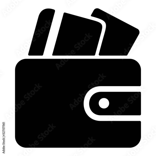 Wallet with credit cards icon. Clutch bag, purse icon. Online payment sign. Wallet icon for perfect E-commerce webistes.