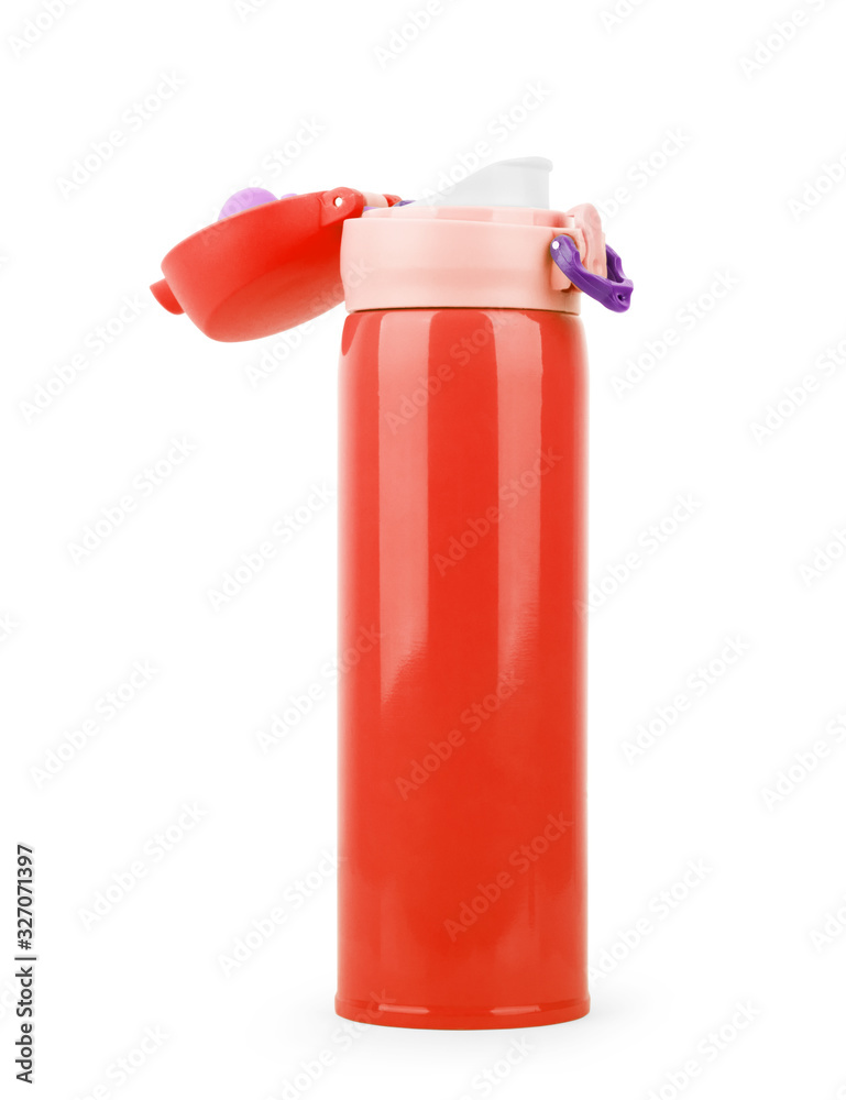 Beautiful open thermos on a white background Beautiful open thermos on a white background
