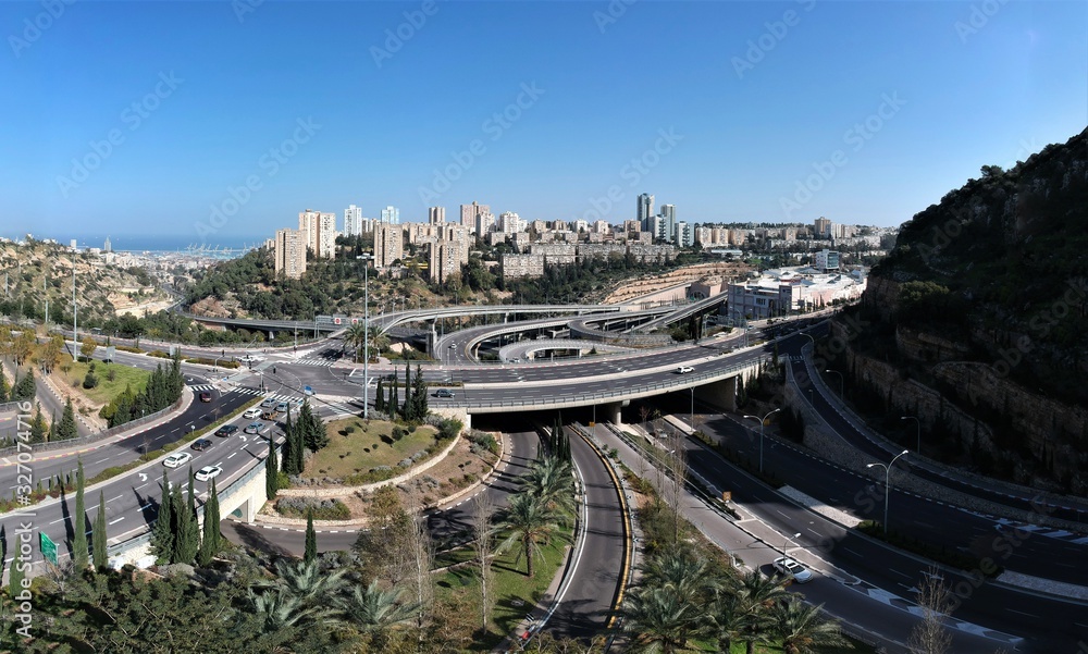 Haifa and the spaghetti interchange on a sunny day   