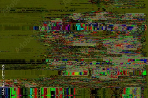 Glitch no signal background pixel noise,  damaged pattern.