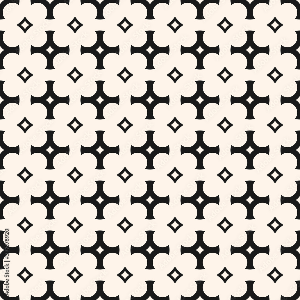 Black and white abstract seamless pattern in ethnic style. Traditional ornament background. Vector monochrome geometric texture with grid, lattice, crosses, squares, repeat tiles. Stylish design Black and white abstract seamless pattern in ethnic style. Traditional ornament background. Vector monochrome geometric texture with grid, lattice, crosses, squares, repeat tiles. Stylish design